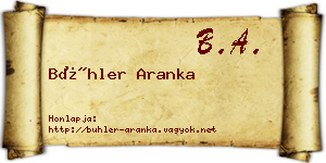 Bühler Aranka névjegykártya